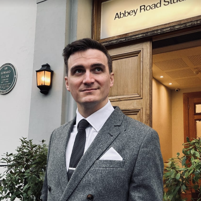 Christopher Weeks outside Abbey Road Studios